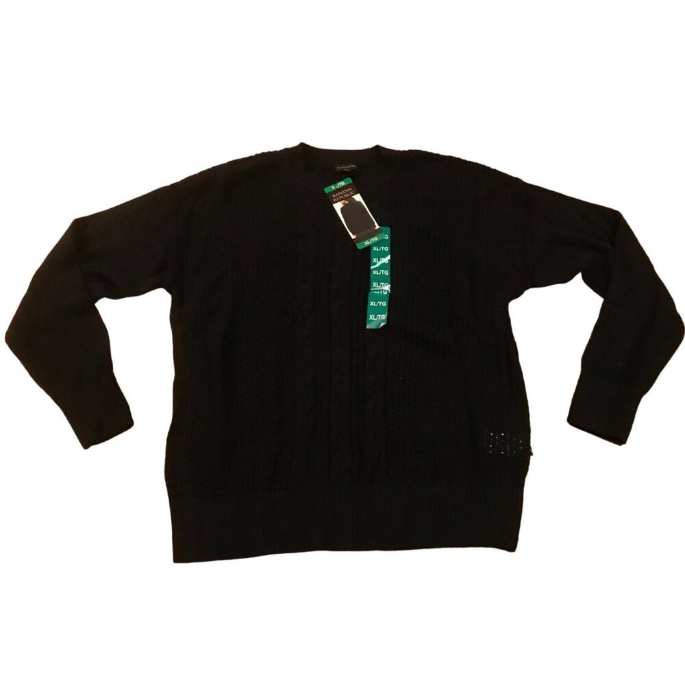 Banana Republic Sweater Women's XL Black Cable Knit New